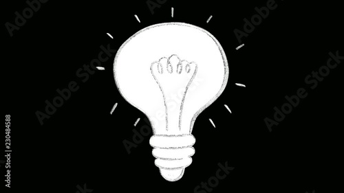 Light bulb hand drawn animation with alpha channel