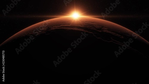 Beautiful sunrise above the surface of Mars 4K photo