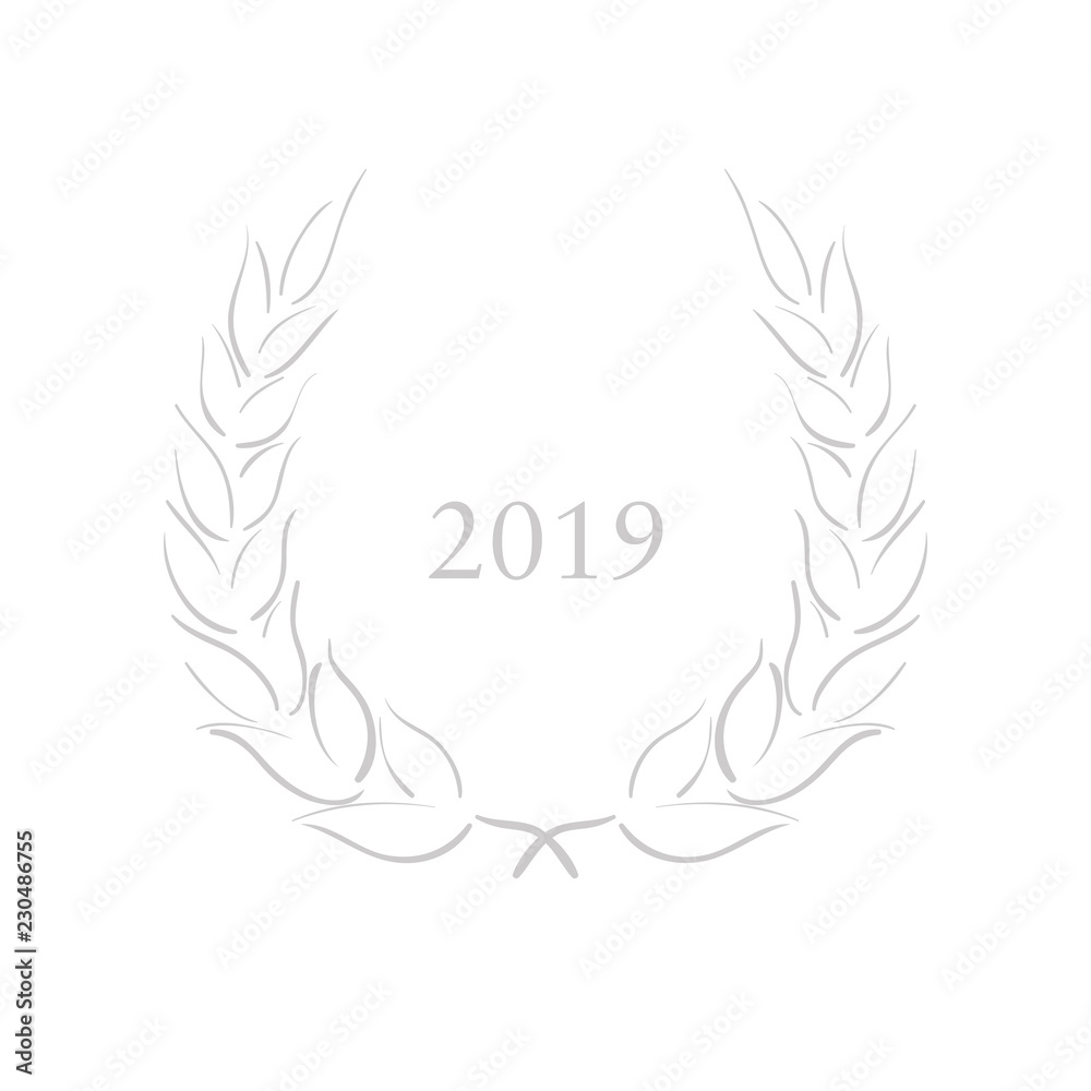 Jahr 2019 - Lorbeerkranz - grau