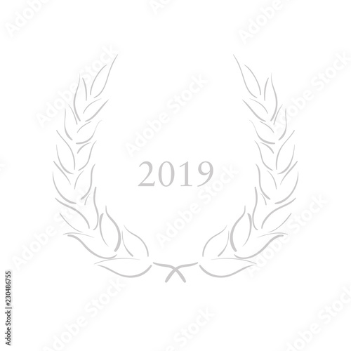Jahr 2019 - Lorbeerkranz - grau