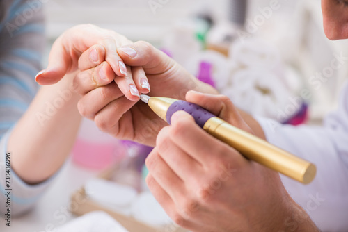 Hands during manicure care session