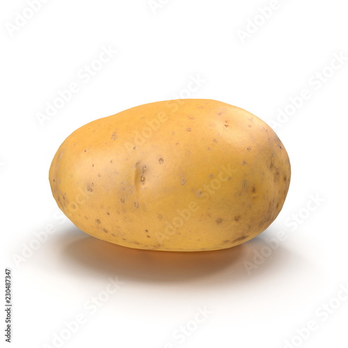Fresh Potato Isolated On White Background. 3D Illustration