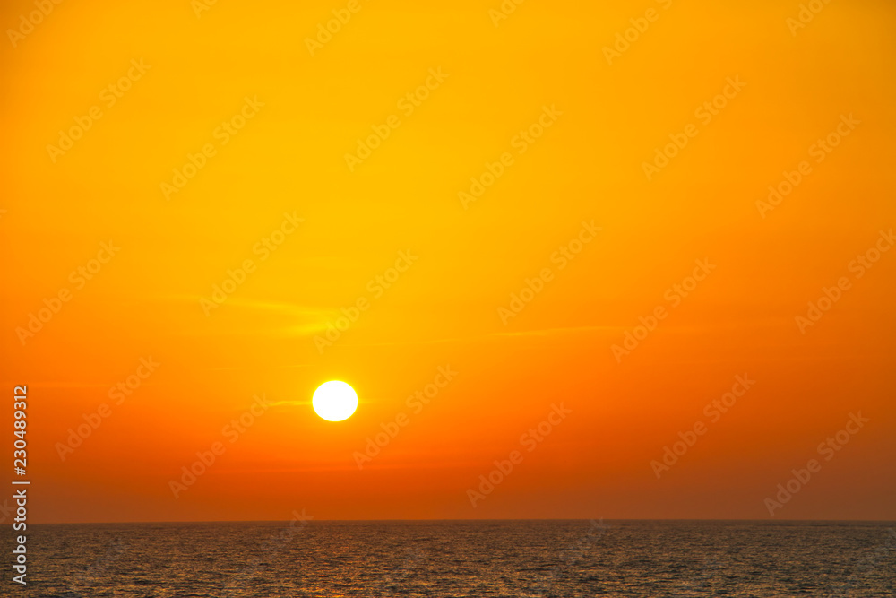 The sun setting over the Atlantic Ocean as seen from Spain.