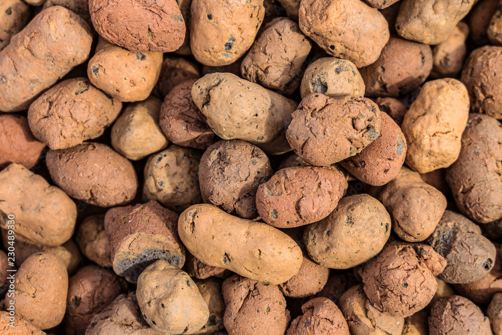 Expanded clay aggregate gravel. Material used for construction close-up. Expanded clay aggregate gravel. Material used for construction close-up.