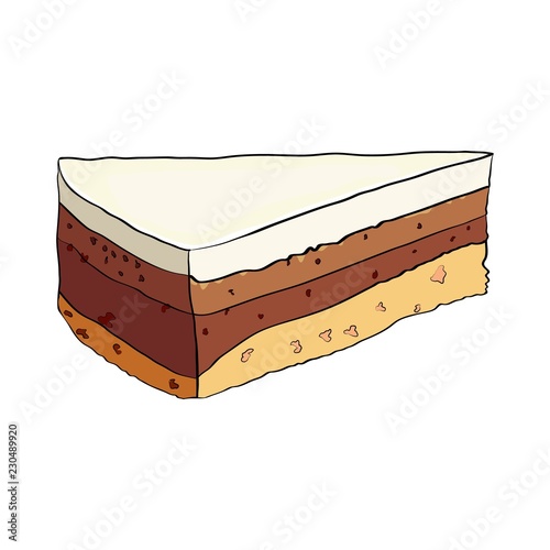 Chocolate cake, cream, souffle, vector