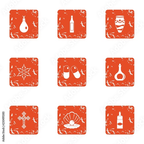 Doping icons set. Grunge set of 9 doping vector icons for web isolated on white background