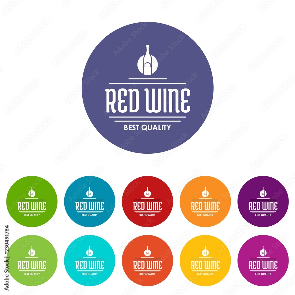 Red wine icons color set vector for any web design on white background