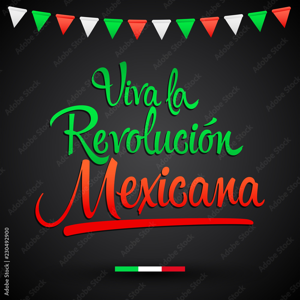 Viva la Revolucion Mexicana, Long live Mexican Revolution Spanish text