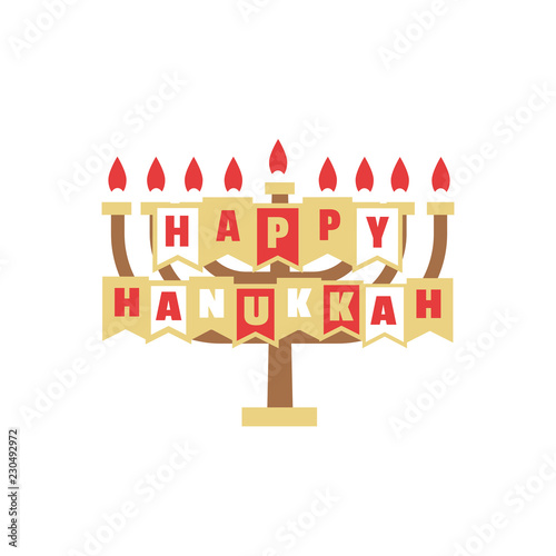 Hanukkah candles icon isolated. Jewish Festival of Lights celebration, festive background with menorah symbol. Happy Hanukkah holiday greeting card template design element. Minimal vector illustration