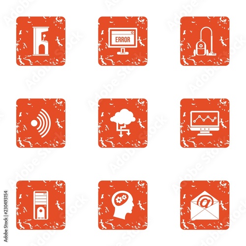 Remote mailroom icons set. Grunge set of 9 remote mailroom vector icons for web isolated on white background