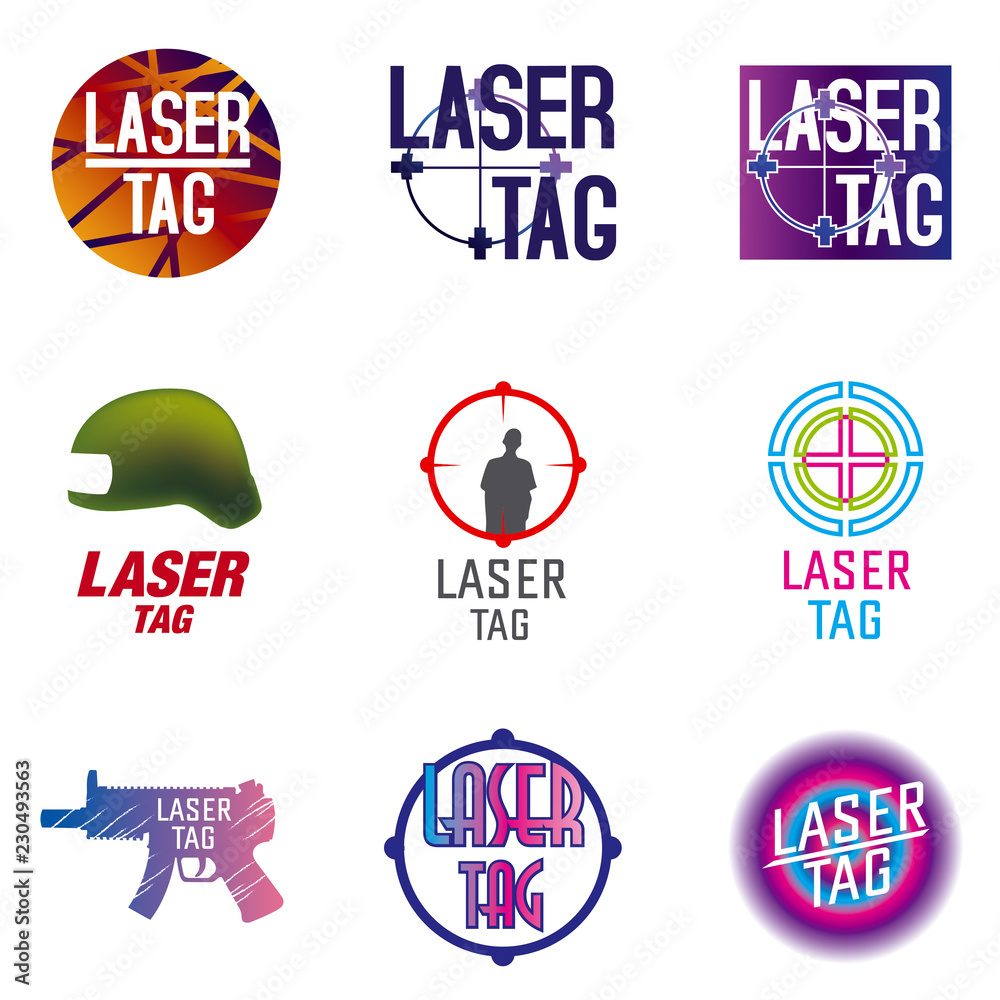 vector set of logos for laser tag