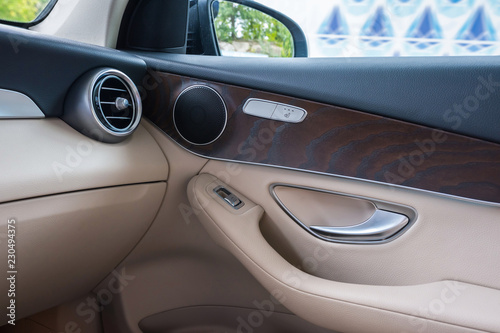 Automobile door from within. Car interior