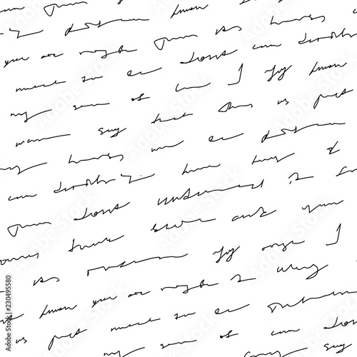 Handwriting background seamless pattern grunge letters words