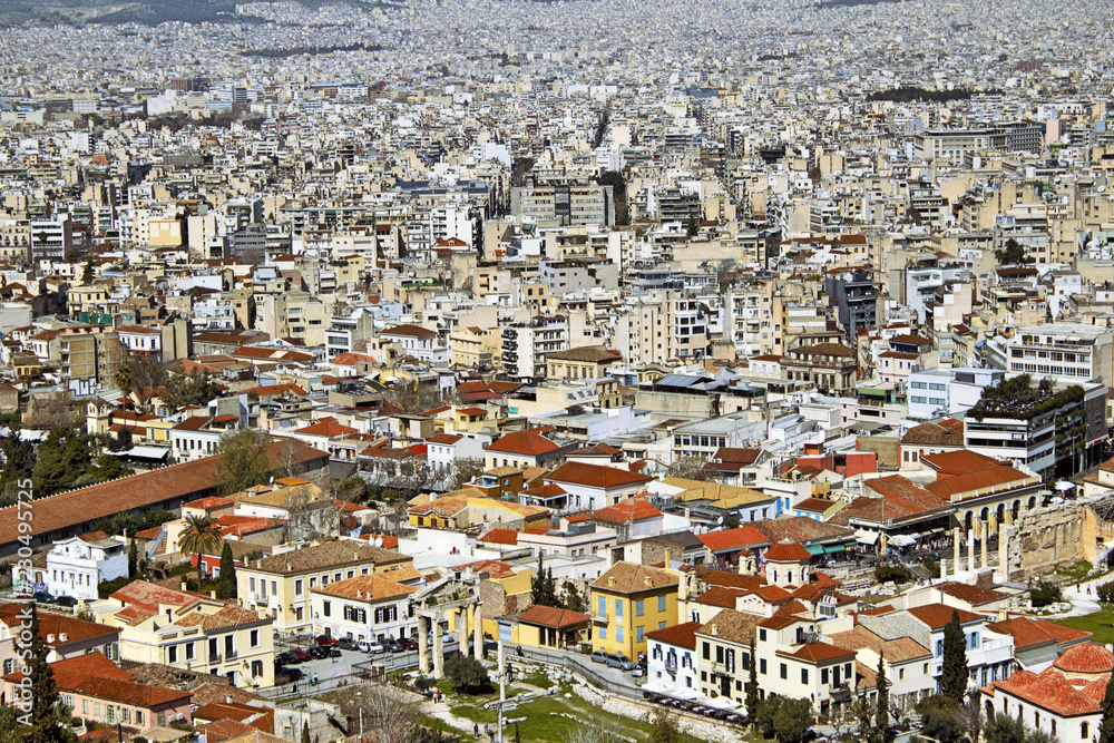 Greece, view of Athens city from the Acropolis hill.