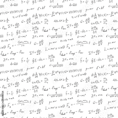 Handwriting scientific background seamless pattern physics equations