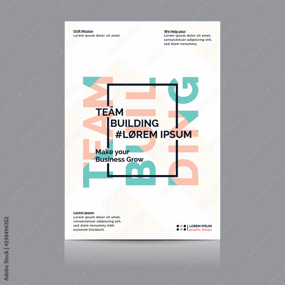 Obraz premium Multipurpose typography Flyer with dotted shapes. Vector illustration.