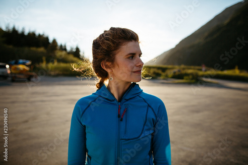 Woman looking towards her side photo