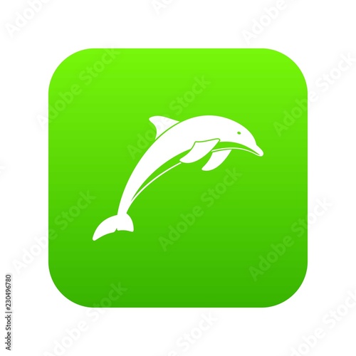 Dolphin icon digital green for any design isolated on white vector illustration