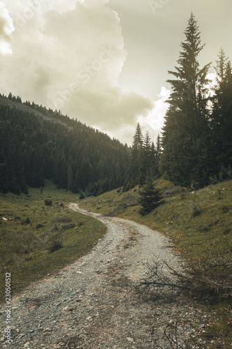 pathway at hills of rugova, Kosovo in the beautiful sunlight photo