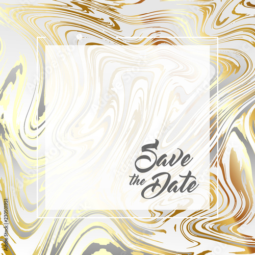 White and gold marble paper texture imitation, suminagashi ink stains marbling background