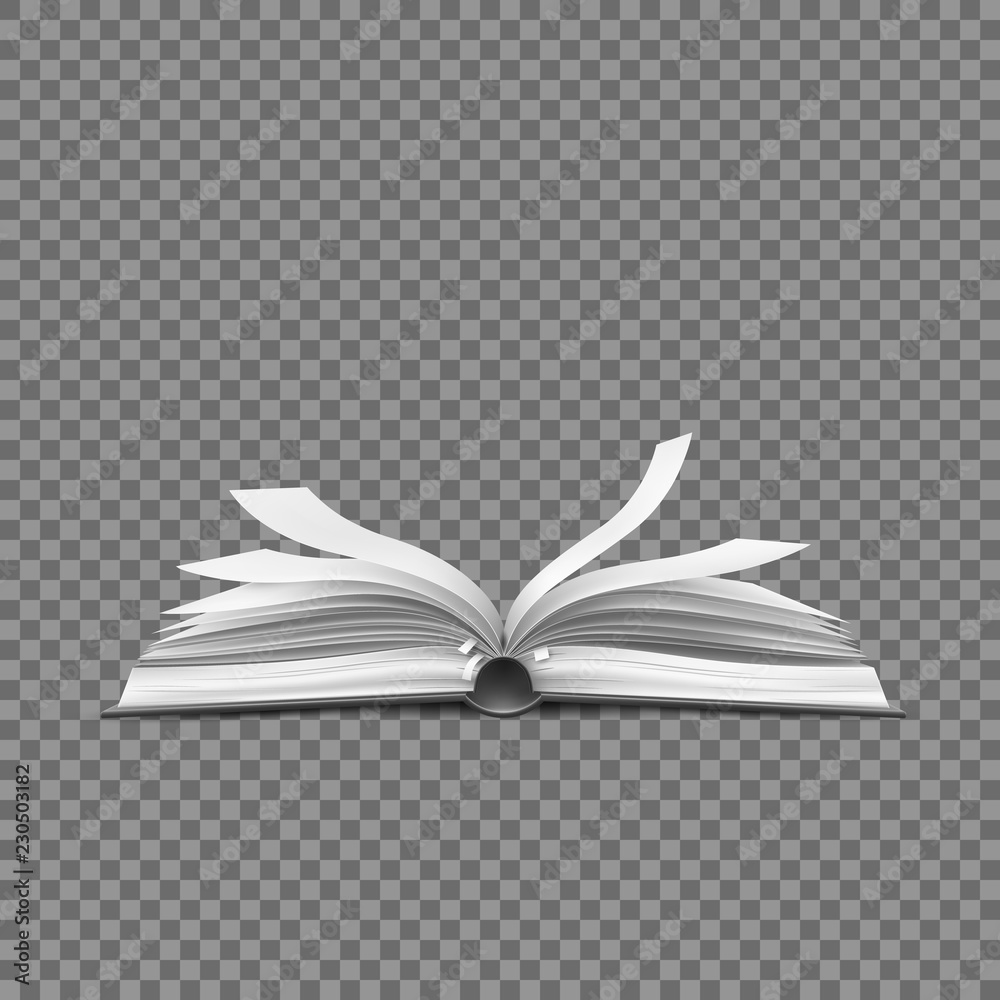 Obraz premium Vector realistic open book with fluttering pages