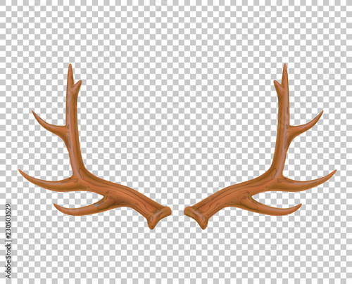 Leinwand Poster Vector reindeer antlers, deer horns realistic logo