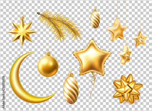 Vector merry christmas realistic symbols, toys set
