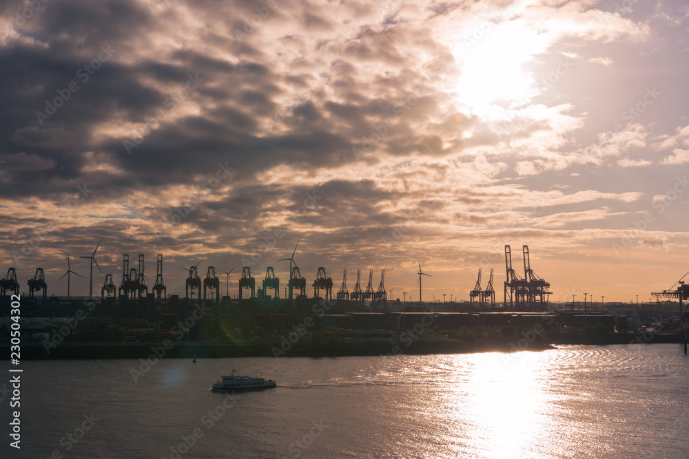Kräne an der Elbe