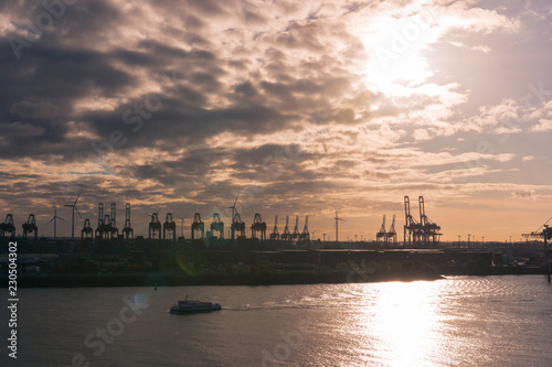 Obraz na płótnie Kräne an der Elbe w salonie