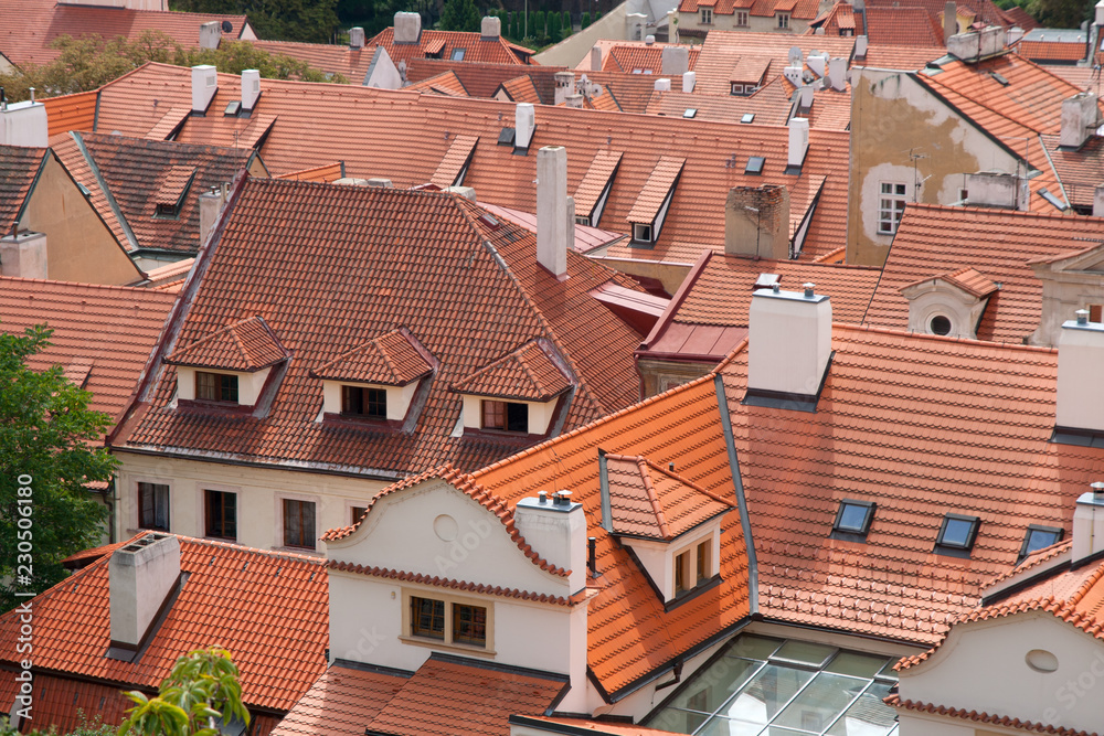 red roofs of old town Prague