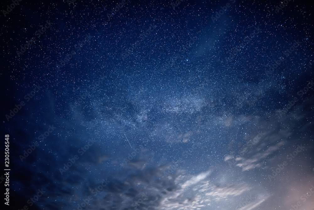 Night amazing sky with lot of shiny stars, natural abstract astro background