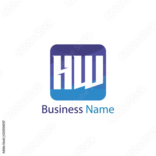 Initial Letter HW Logo Template Design