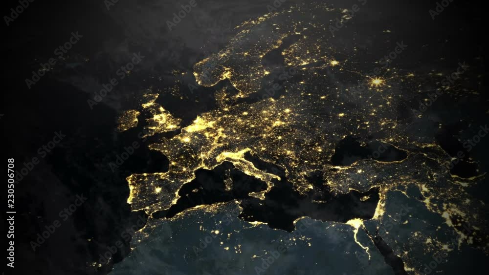 Planet earth animation of Europe at night Planet earth animation of Europe at night
