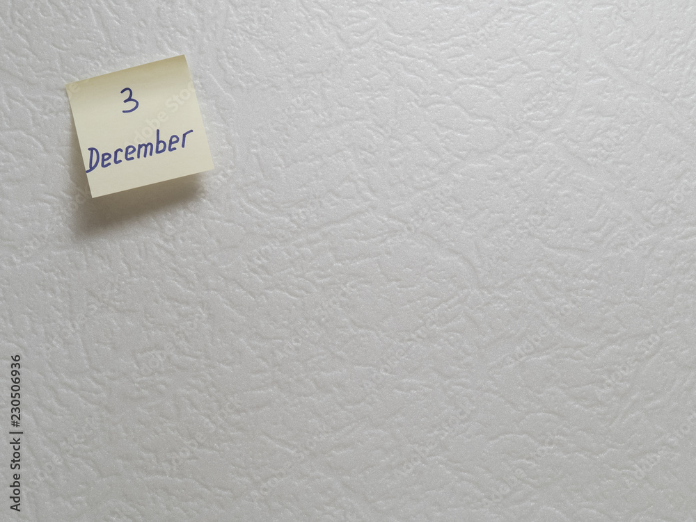 December 3, calendar date sticky note December 3, calendar date sticky note