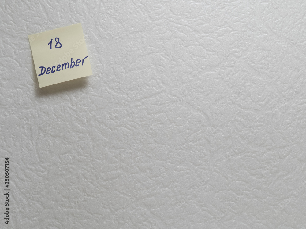 December 18, calendar date sticky note December 18, calendar date sticky note