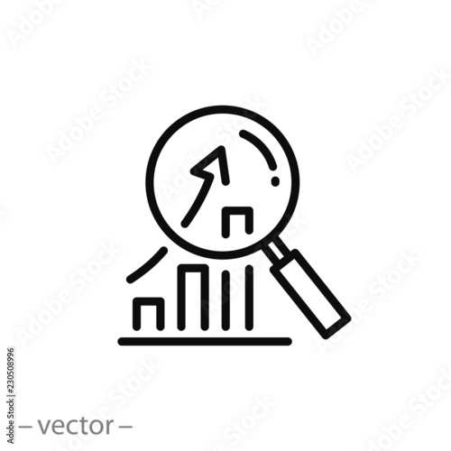 research icon, analyze business linear sign isolated on white background - vector illustration eps10