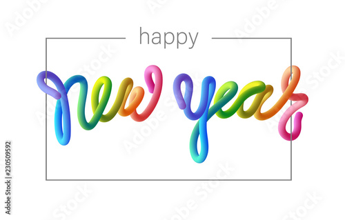 White Happy New Year greeting card.
