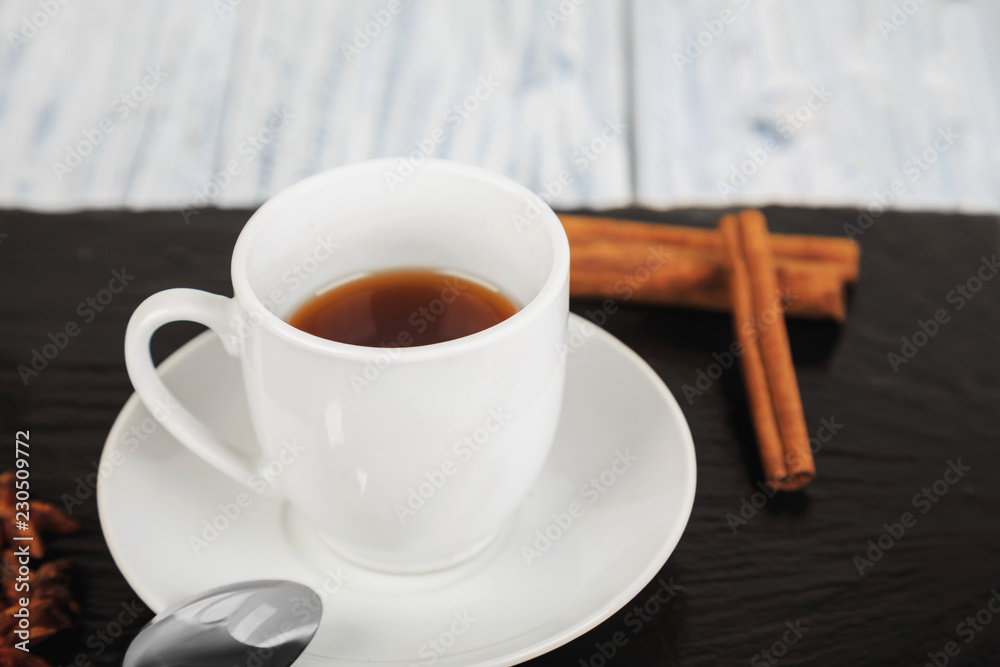 hot coffe on black slate square stone hot coffe on black slate square stone