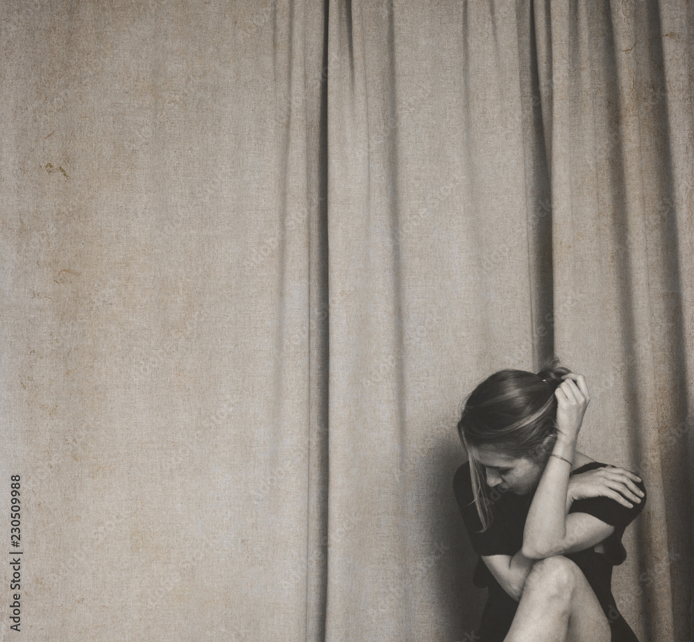 Obraz premium Artwork in retro style, girl upset