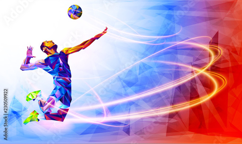 Illustration of abstract volleyball player silhouette in triangle. volleyball player, sport photo