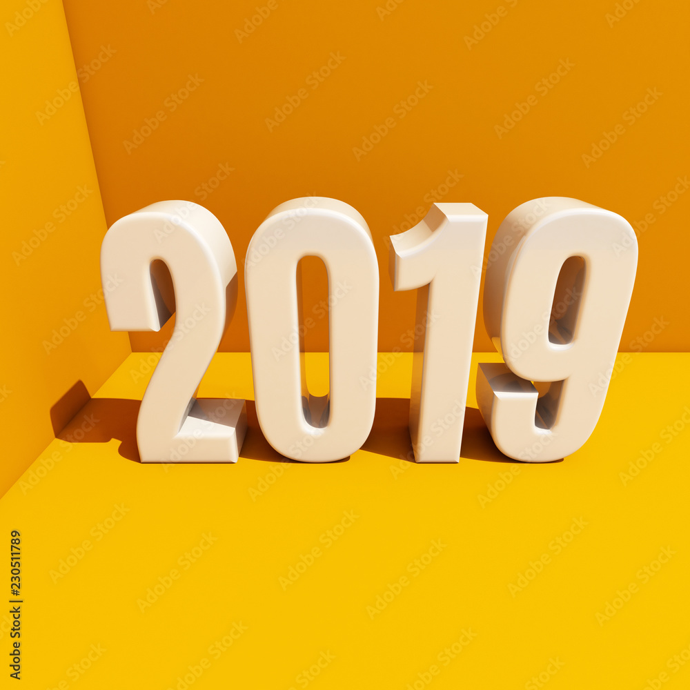 New Year Red 2019 Creative Design Concept 3D Rendered Image New Year Red 2019 Creative Design Concept 3D Rendered Image
