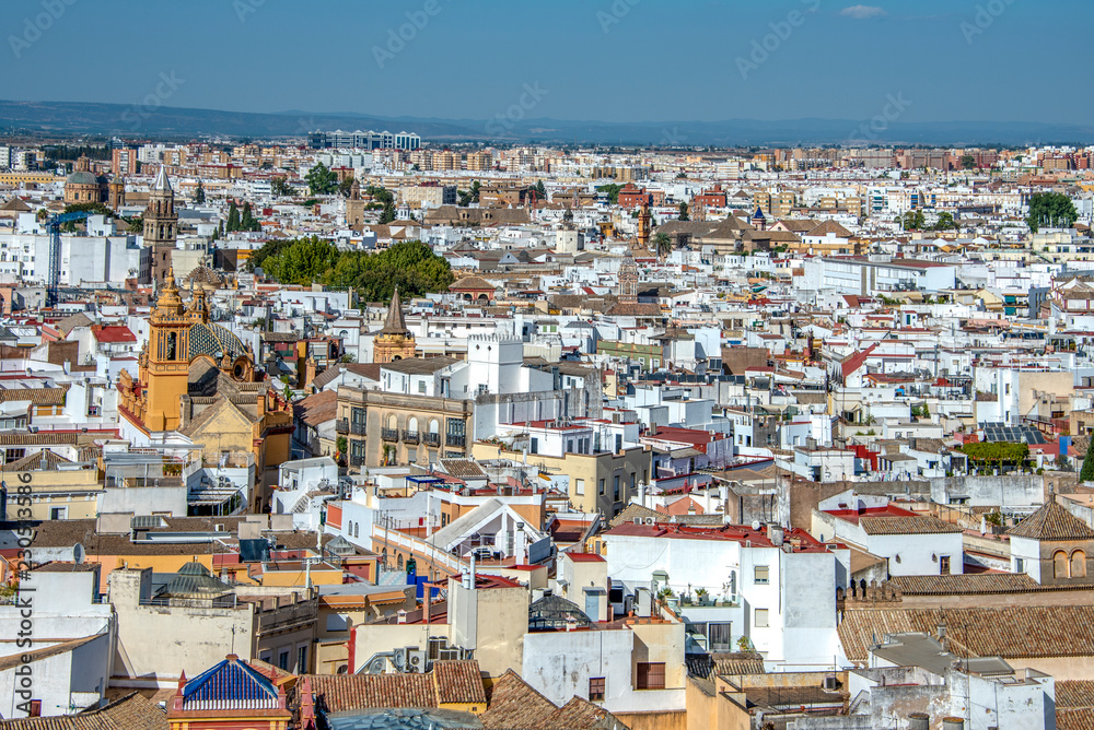 Sevilla top view of the cityscape panorama rooftop