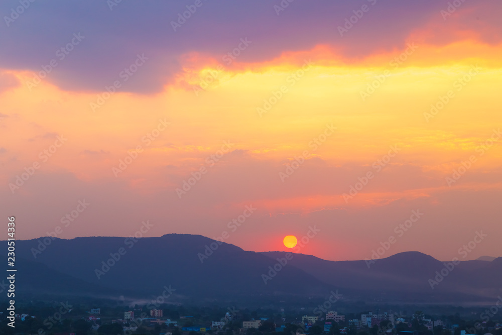 Beautiful landscape with the colorful sky