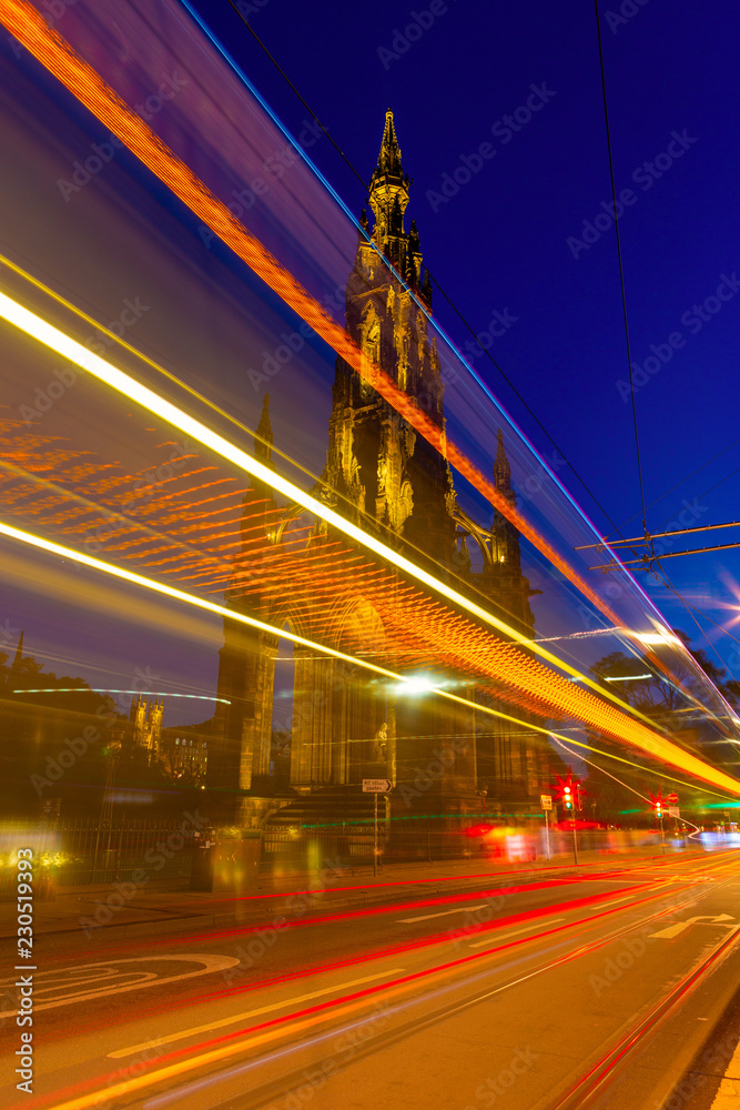 Edinburgh at night scene with Speed of Lights
