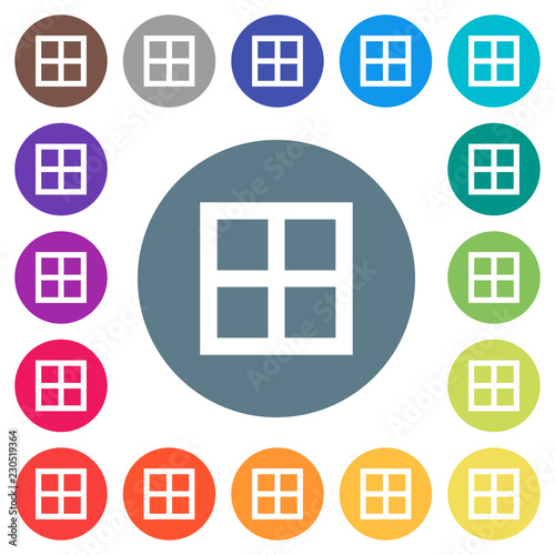 All borders flat white icons on round color backgrounds
