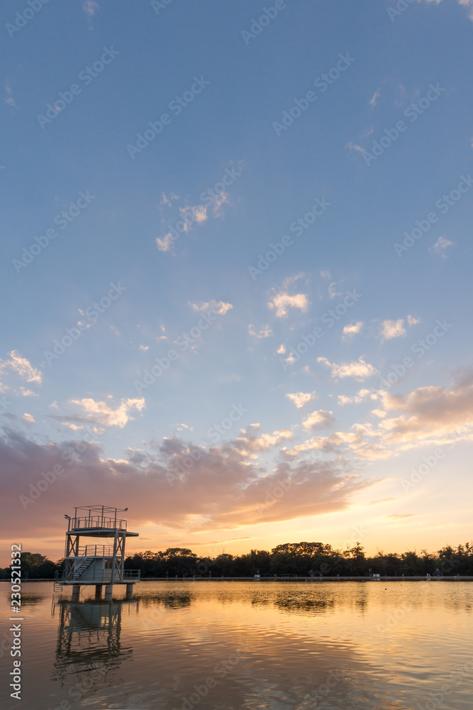 Amazing sunset view of Rowing Venue in city of Plovdiv, Bulgaria Amazing sunset view of Rowing Venue in city of Plovdiv, Bulgaria