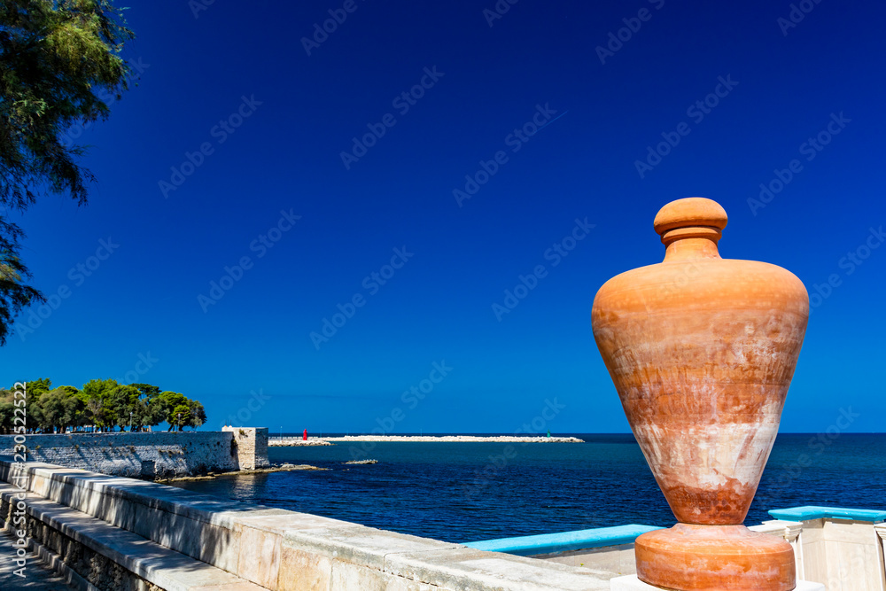 the beautiful park, with sea view, of the municipal villa of Trani. In Puglia, near Bari, Barletta, Andria. the beautiful park, with sea view, of the municipal villa of Trani. In Puglia, near Bari, Barletta, Andria.