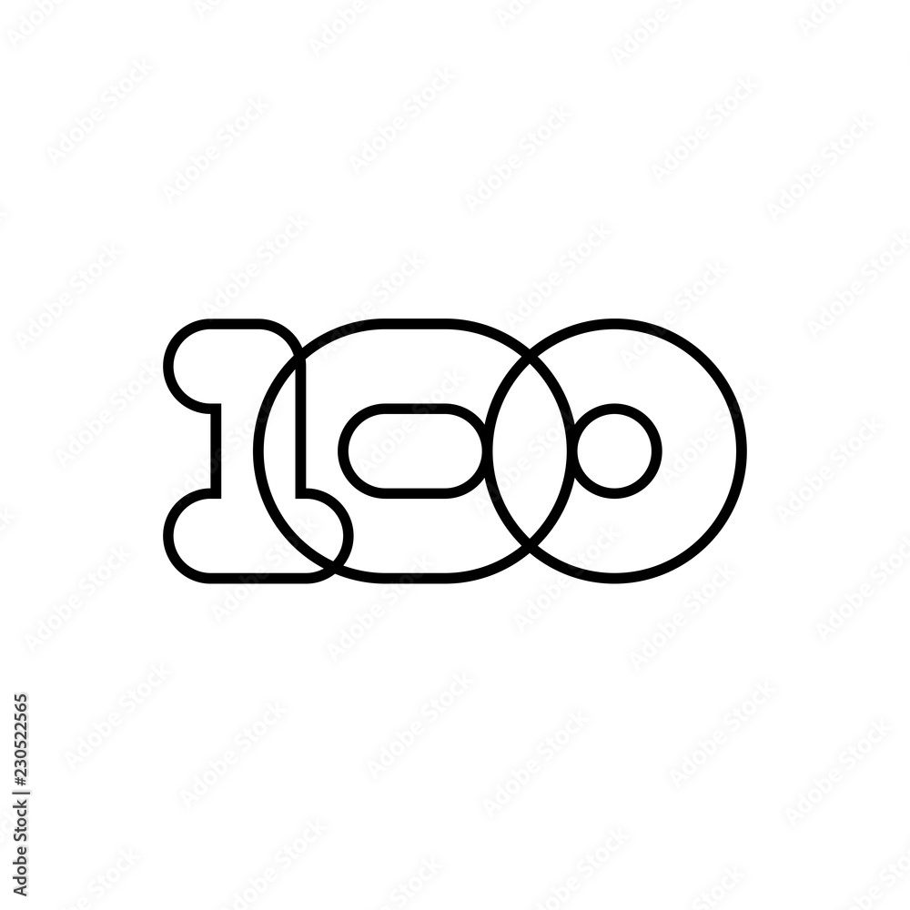 Number 100, black and white overlapping thin lines Number 100, black and white overlapping thin lines