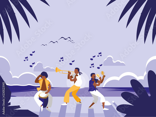music band in tropical beach