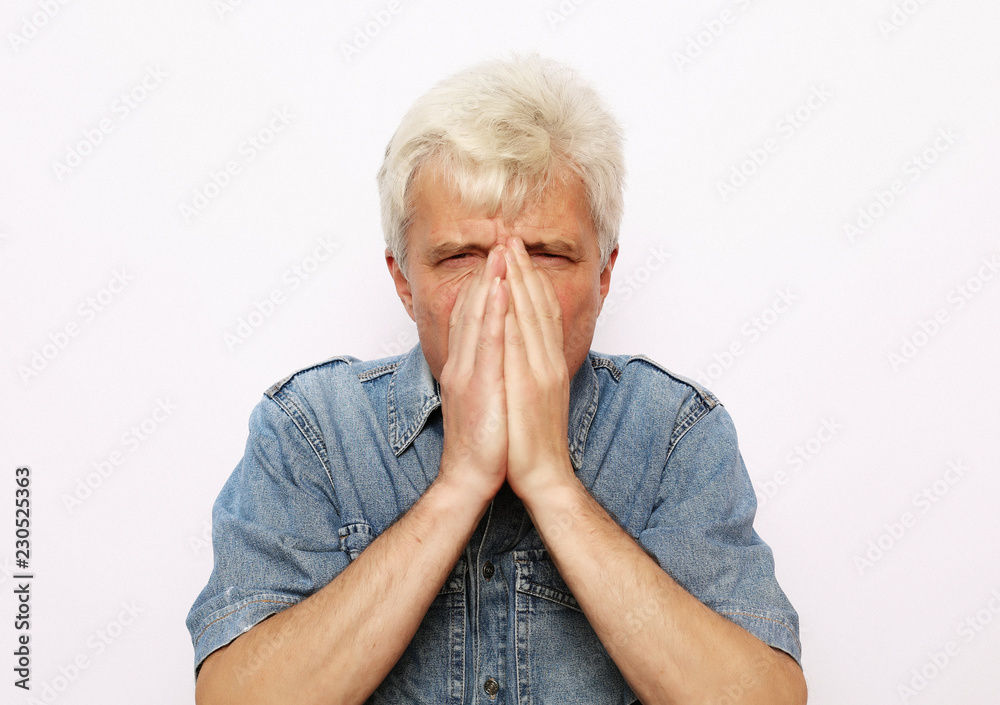 lifestyle and people concept: the old man was very scared lifestyle and people concept: the old man was very scared